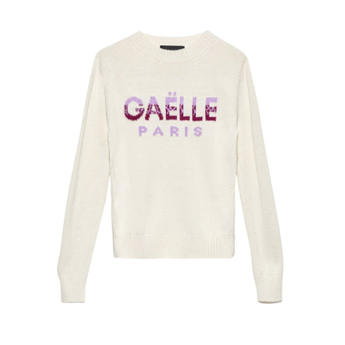 Gaelle Maglia Maglia Donna con logo effetto pixel Panna - Francavilla Moda